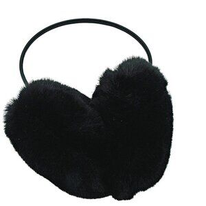 Black Fluffy Faux Fur Earmuffs Over The Head Winter Warmer Thick Plush Banded